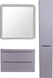 Style Line Тумба с раковиной Бергамо Мини 80 подвесная серая Люкс антискрейтч Plus – фотография-12